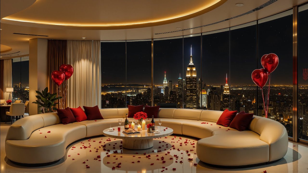 🎶 Valentine Jazz Night 💕 Luxury City Apartment with Candles & Romantic Skyline Ambience