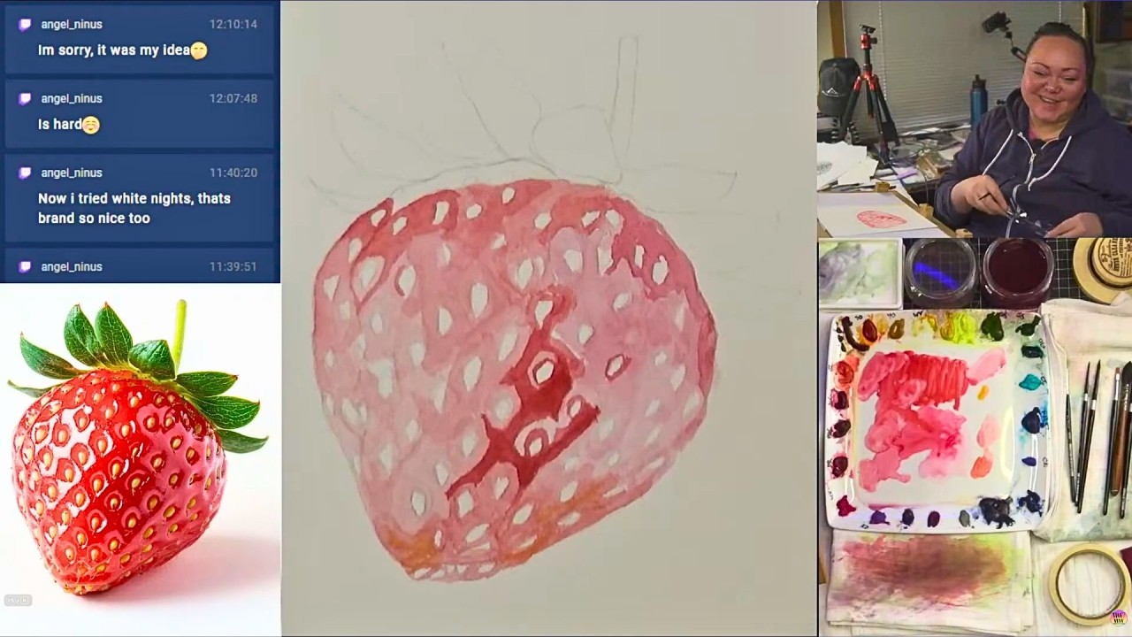 Watercolor Wizardry In-Studio Hang Out - Livestream Real Time Hyper-Realistic Italian Plum Painting
