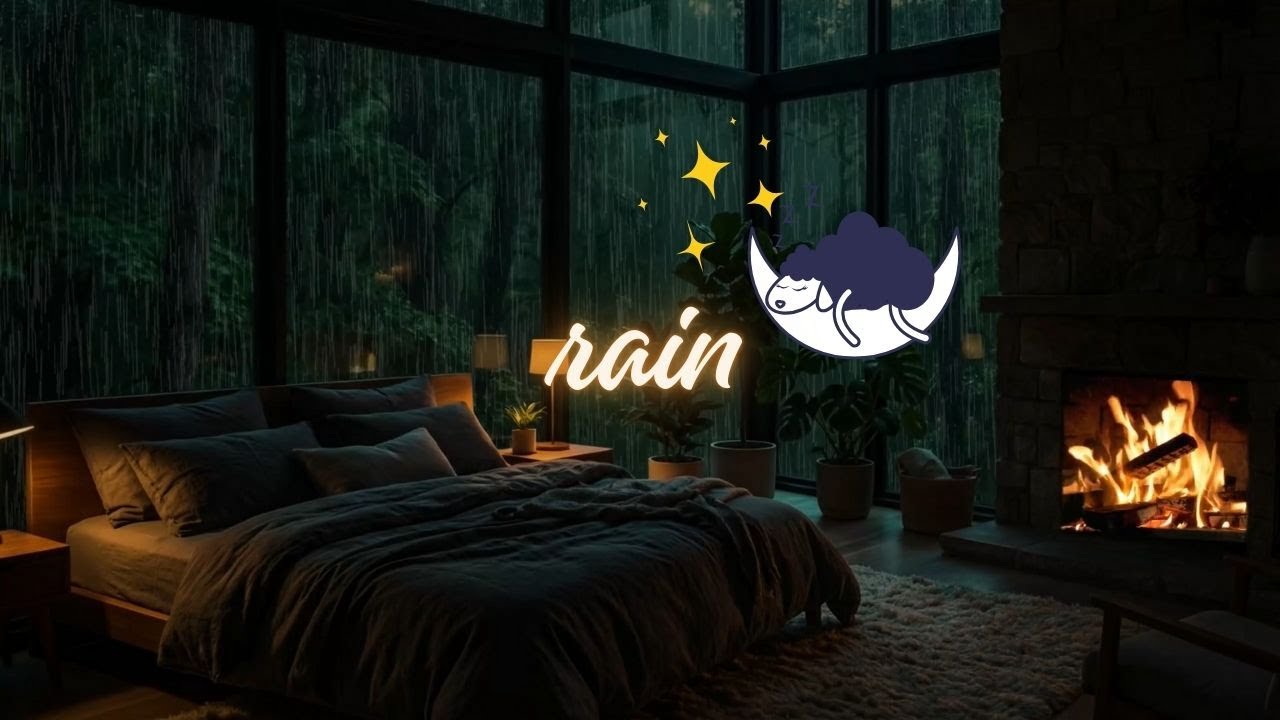 Deep Sleep ASMR | Rain + Fireplace + Thunder 🔥🌧️
