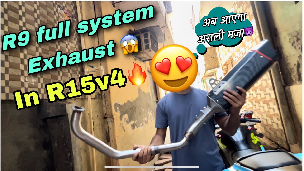 R9 full system exhaust 😱with dB killer🔥 ￼|| in r15v4 , osm sound deep bass in exhaust..