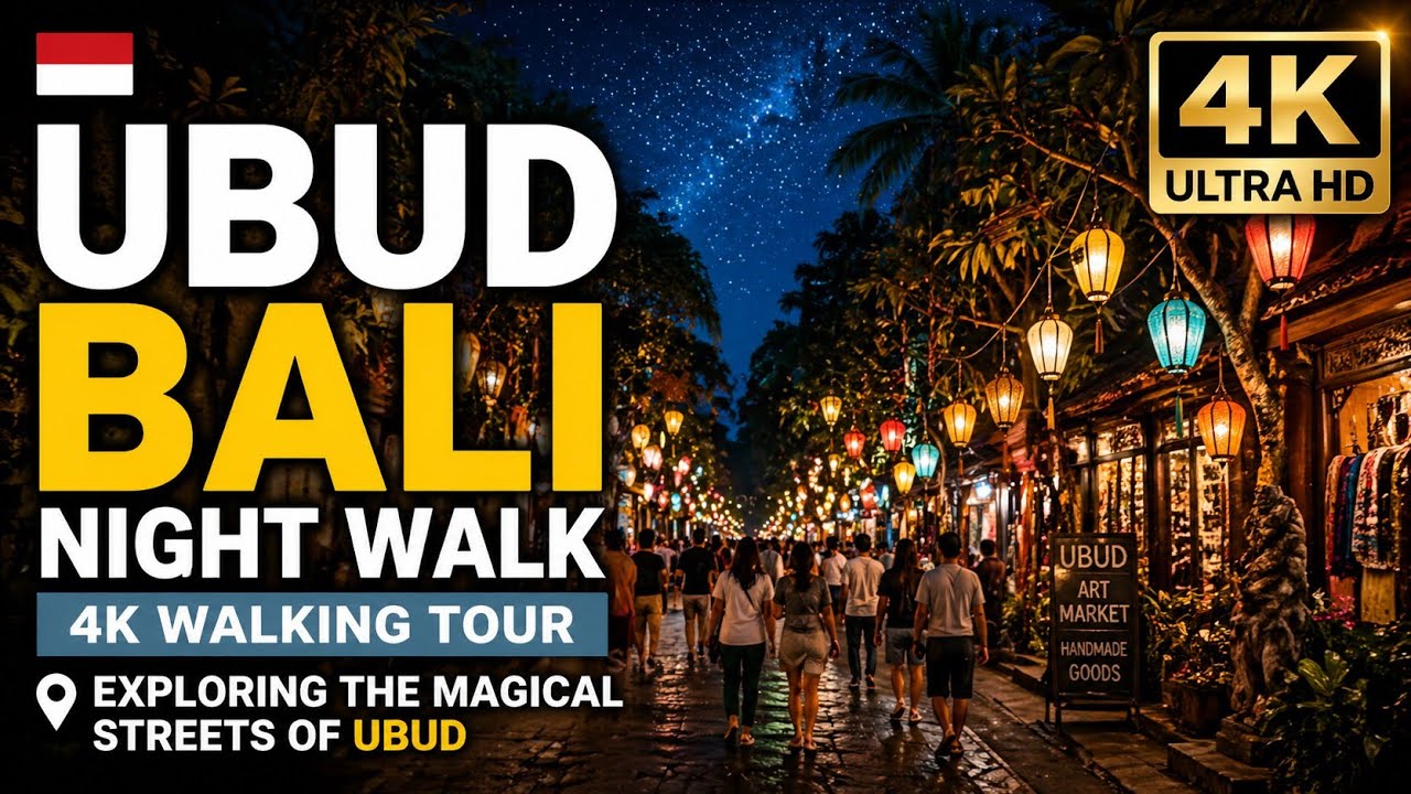 BALI 4K Night Walk - Exploring The Magical Streets of Ubud | 4K HDR