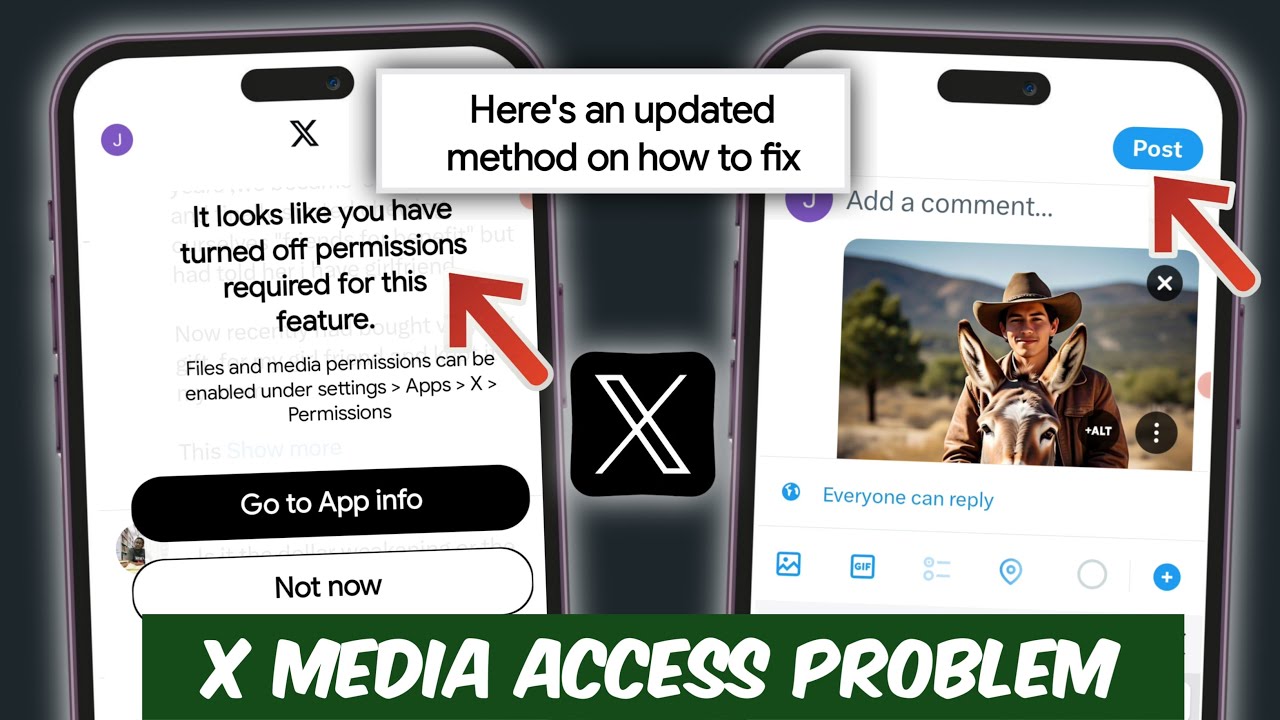 X Проблема с загрузкой фото и видео в Twitter. Похоже, вы отключили требуемые разрешения. Ошибка