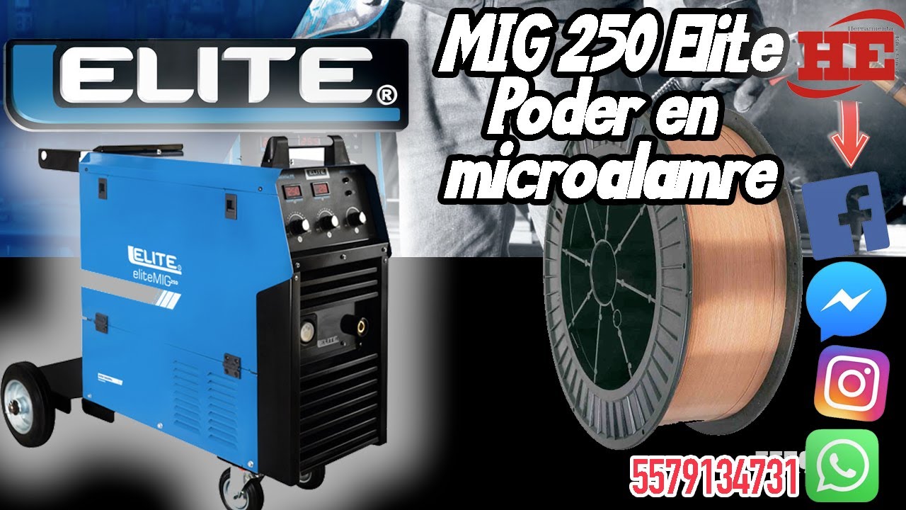 Super Inversor Mig 250 Elite amps ideal para MICROALAMBRE