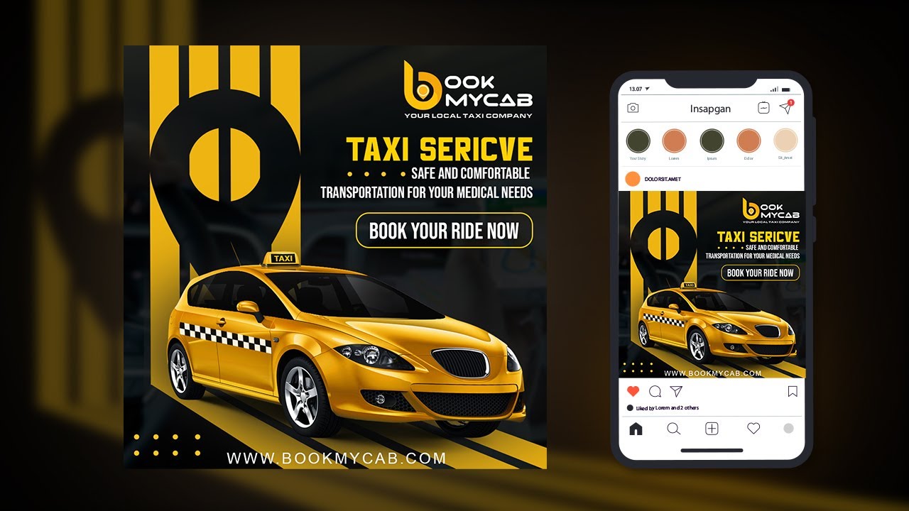 Social Media Poster Design | Taxi Poster Design | Photoshop Tutorial