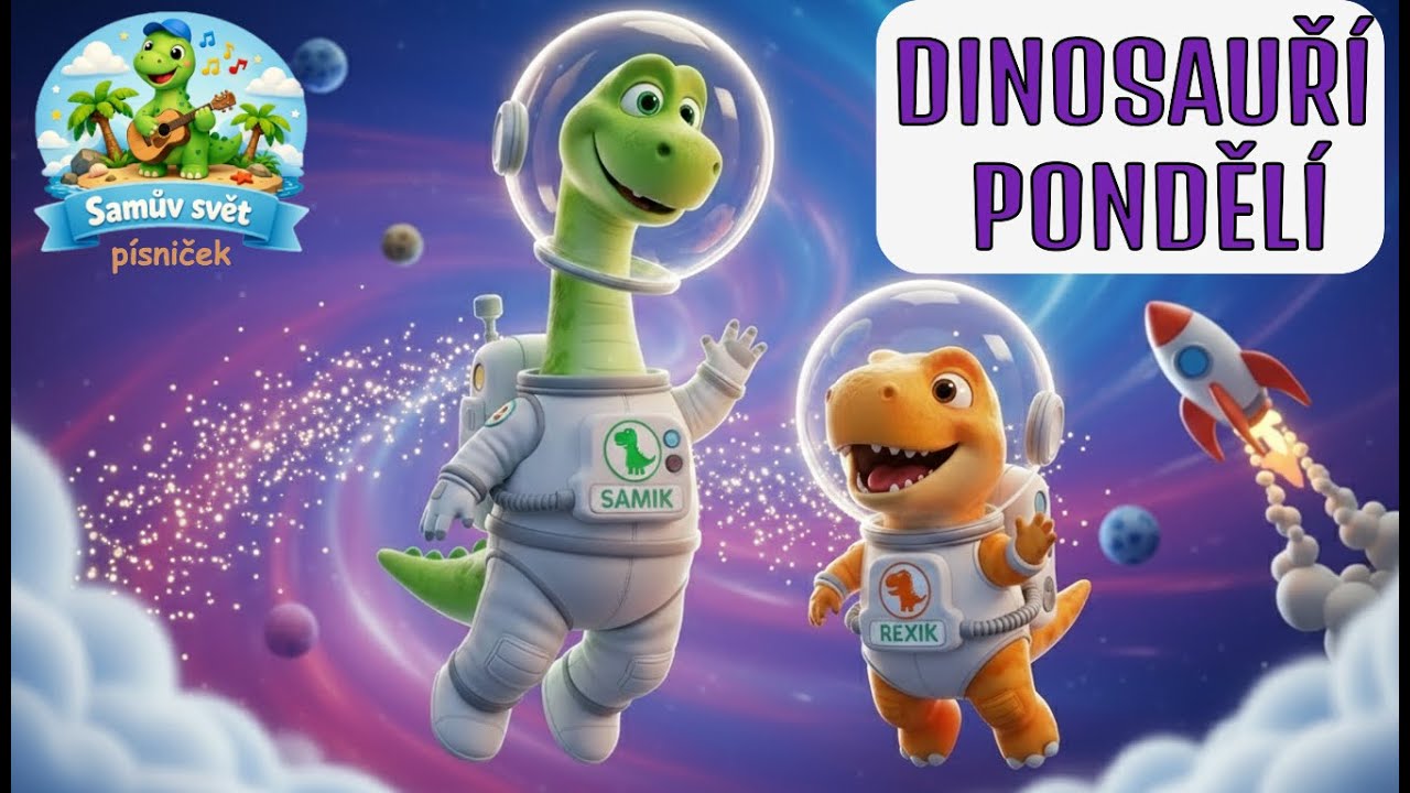 DINOSAUŘÍ PONDĚLÍ - Dinosauři ve vesmíru | Písničky pro děti | Samův svět písniček