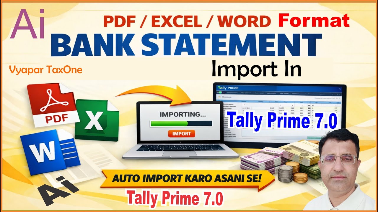 PDF Bank statement import in Tally Prime Taxone ai tool / Tally Prime / Taxation
