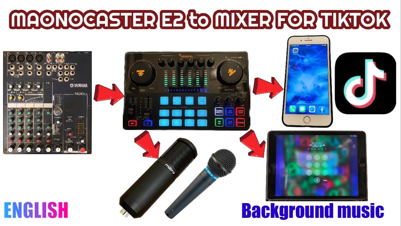 Maonocaster E2 to Mixer for Tiktok Set Up with Condenser and Dynamic Microphone