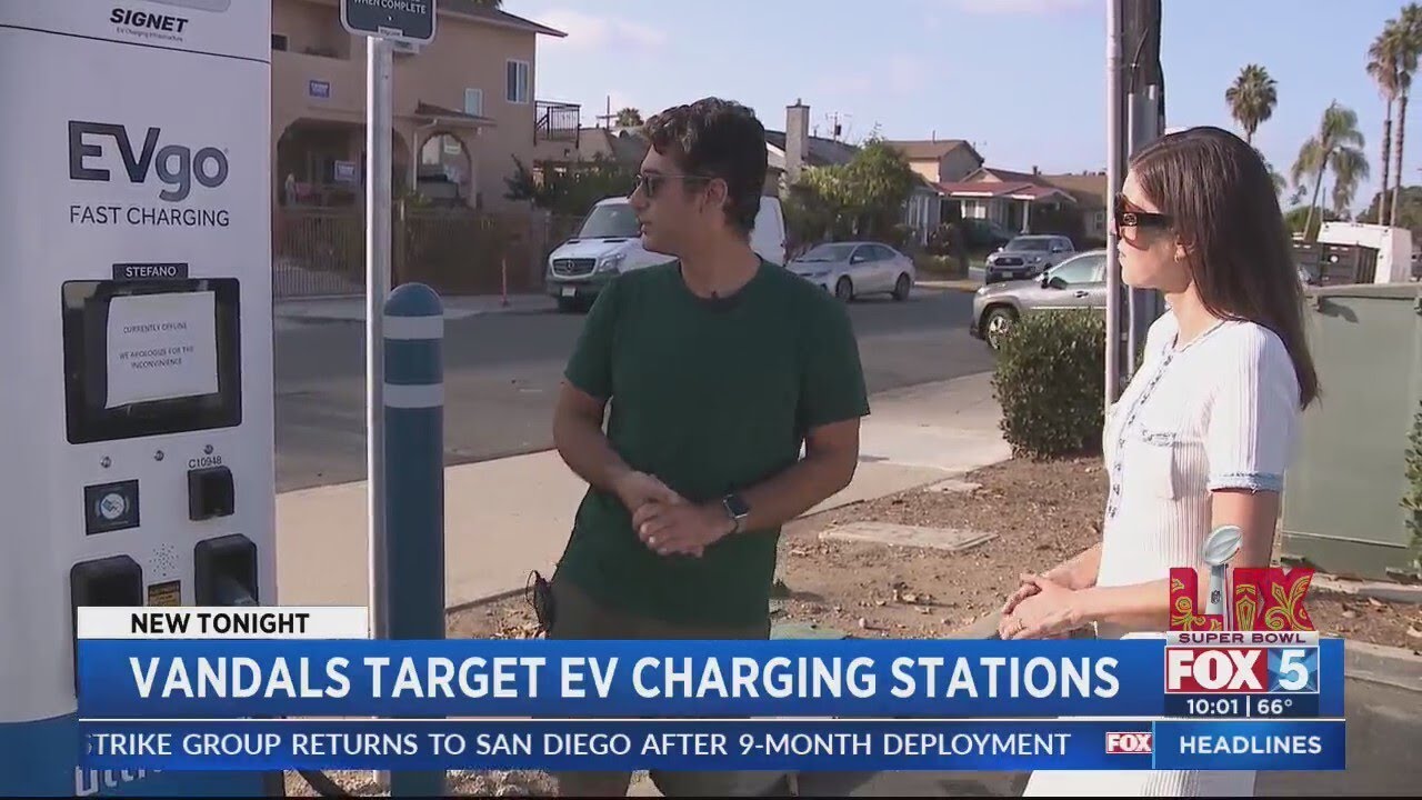 Vandals target EV charging stations