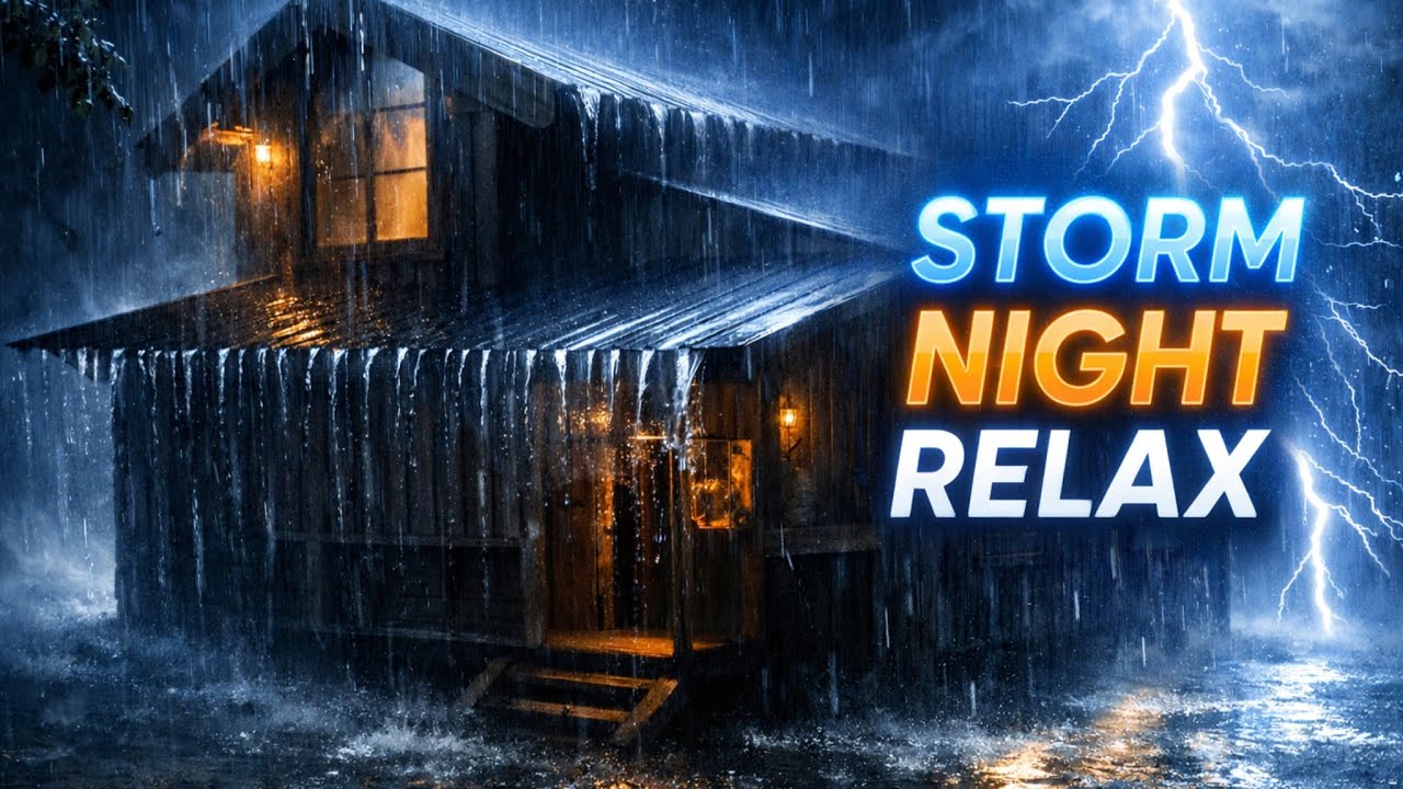 Sleeping Inside a Stormy Cabin | Rain & Thunder Night Ambience