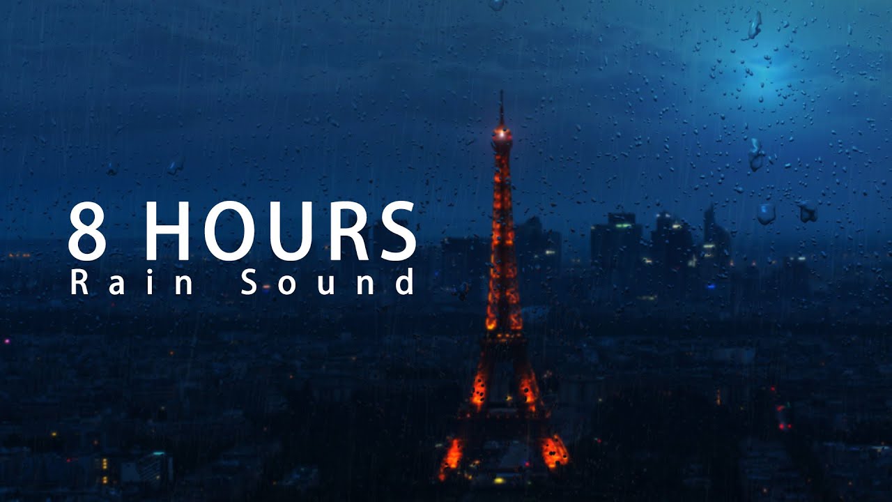 One Night in Paris | Ambience with Rain Sounds on Window | Meditate, Study, Relax, Sleep | 8 Hours