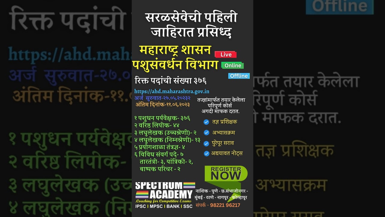 Maha Government Jobs | Pashusanvardhan | veterinary | Megabharati 