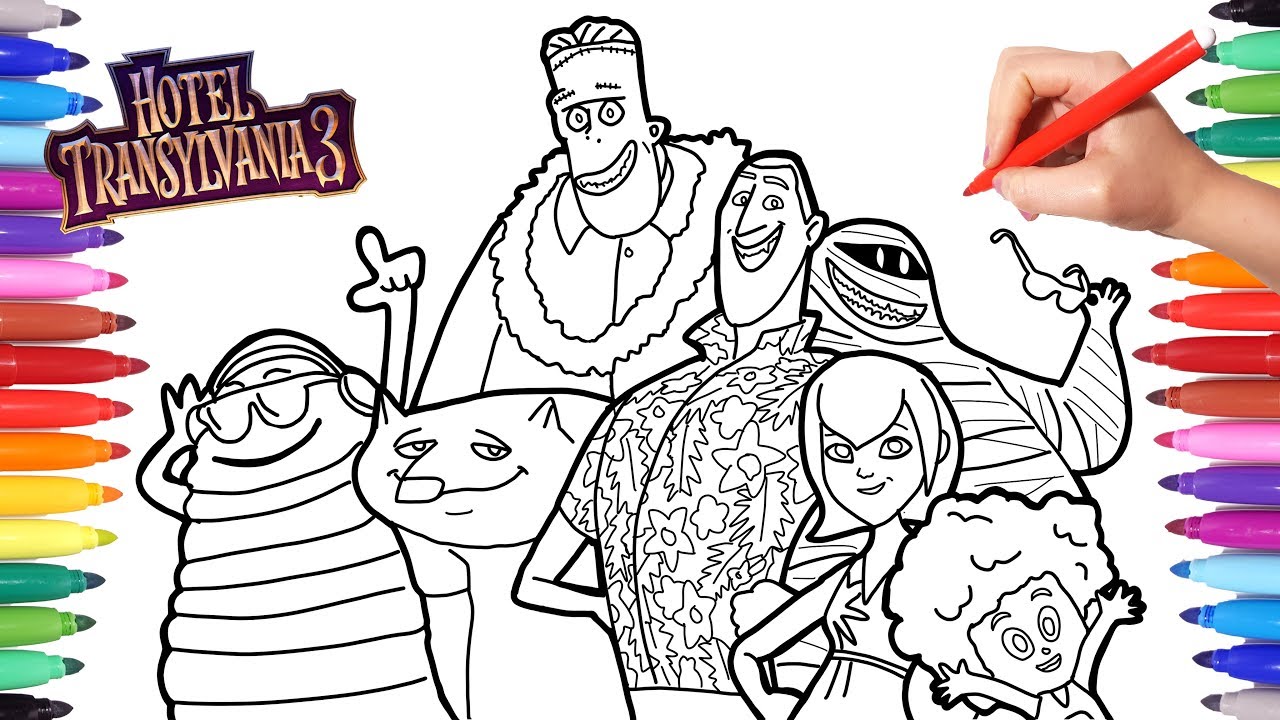 Hotel Transylvania 3 Summer Vacation Coloring Pages for Kids, Dracula Blobby Dennis Frank