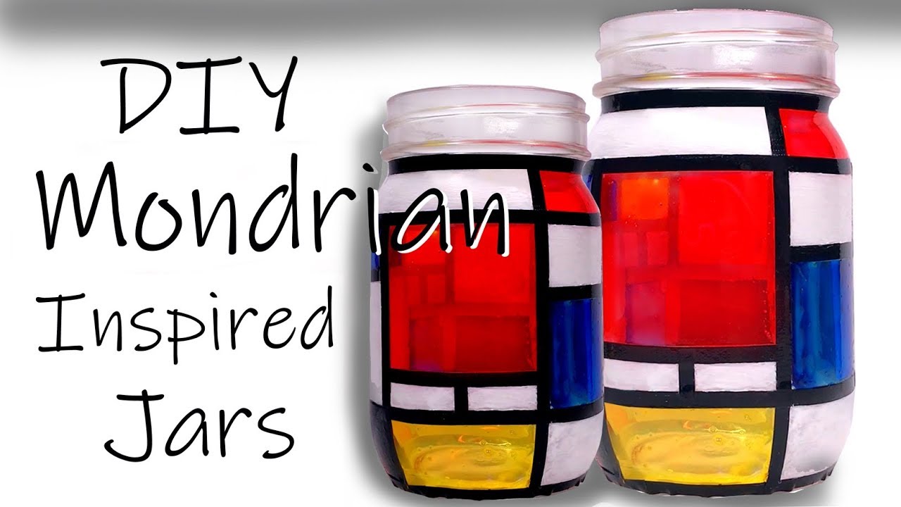 DIY Mason Jars Mondrian Inspired