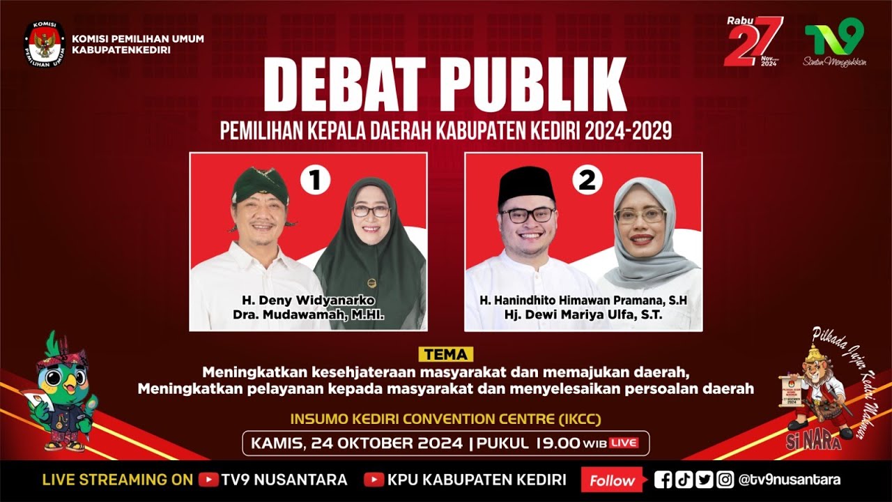 🔴 (LIVE) Debat Publik Pertama Pemilihan Bupati Dan Wakil Bupati Kediri Tahun 2024