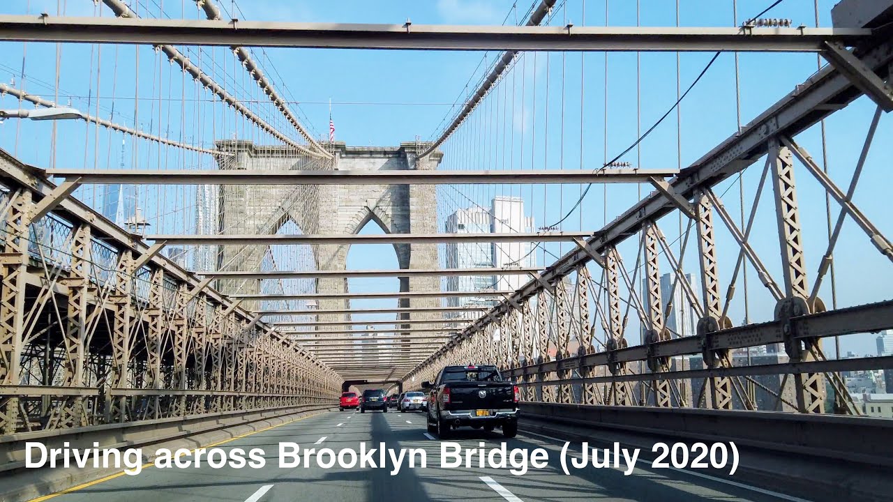 NYC - Driving across Brooklyn Bridge from Brooklyn to Manhattan (July 2020) [4K]