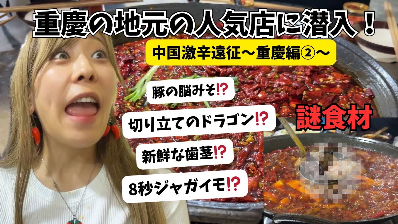 中国激辛遠征【重慶編②】地元の人気店に潜入！謎食材がやばすぎた…【火鍋・小面】