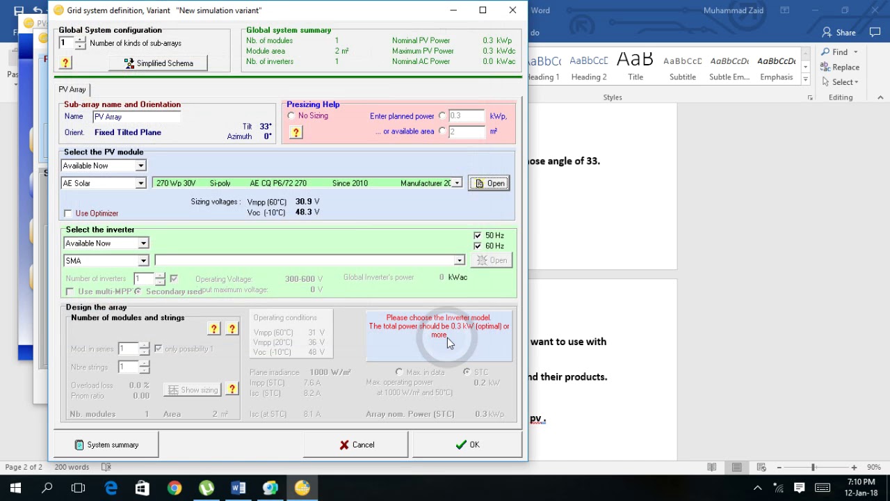 Solar System Design on PV Syst. for beginers part 2