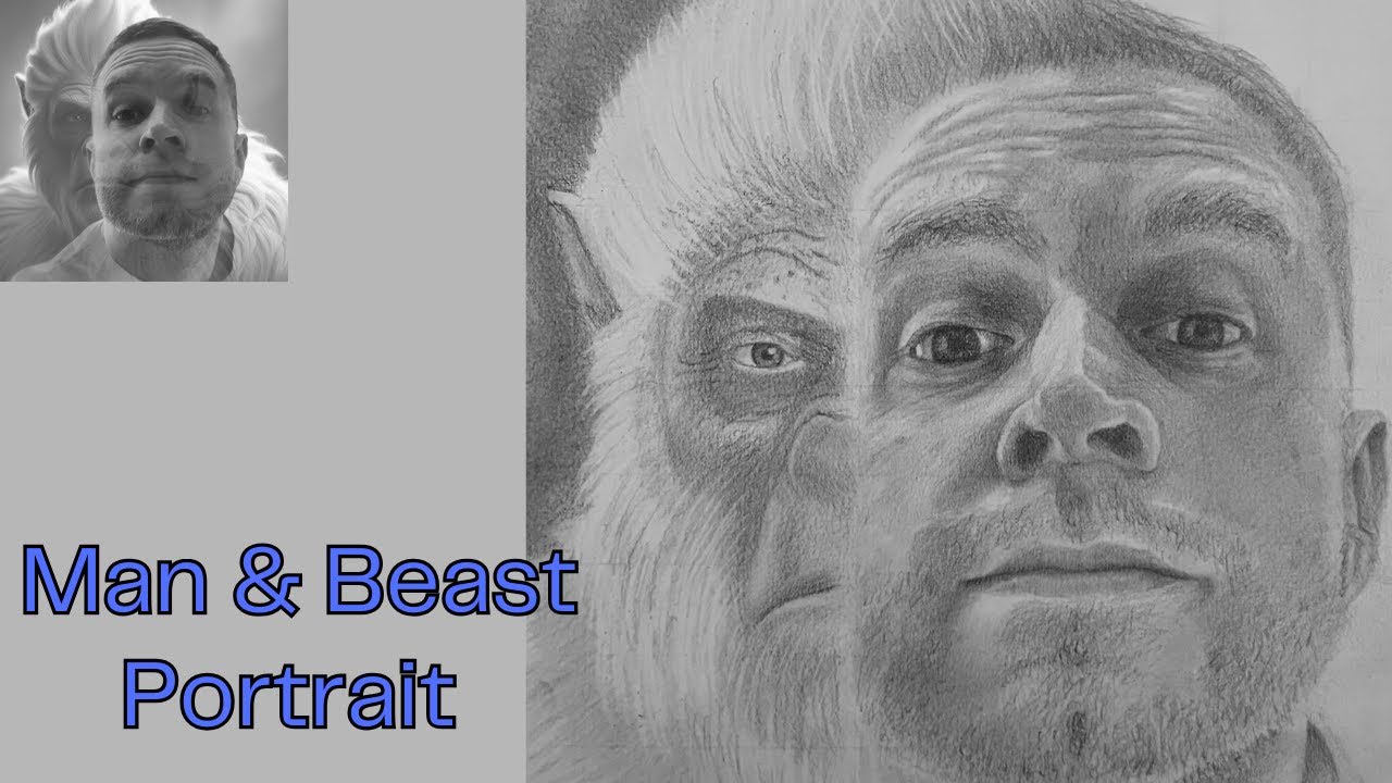 Man & Beast | Creative Graphite Portrait Drawing Timelapse