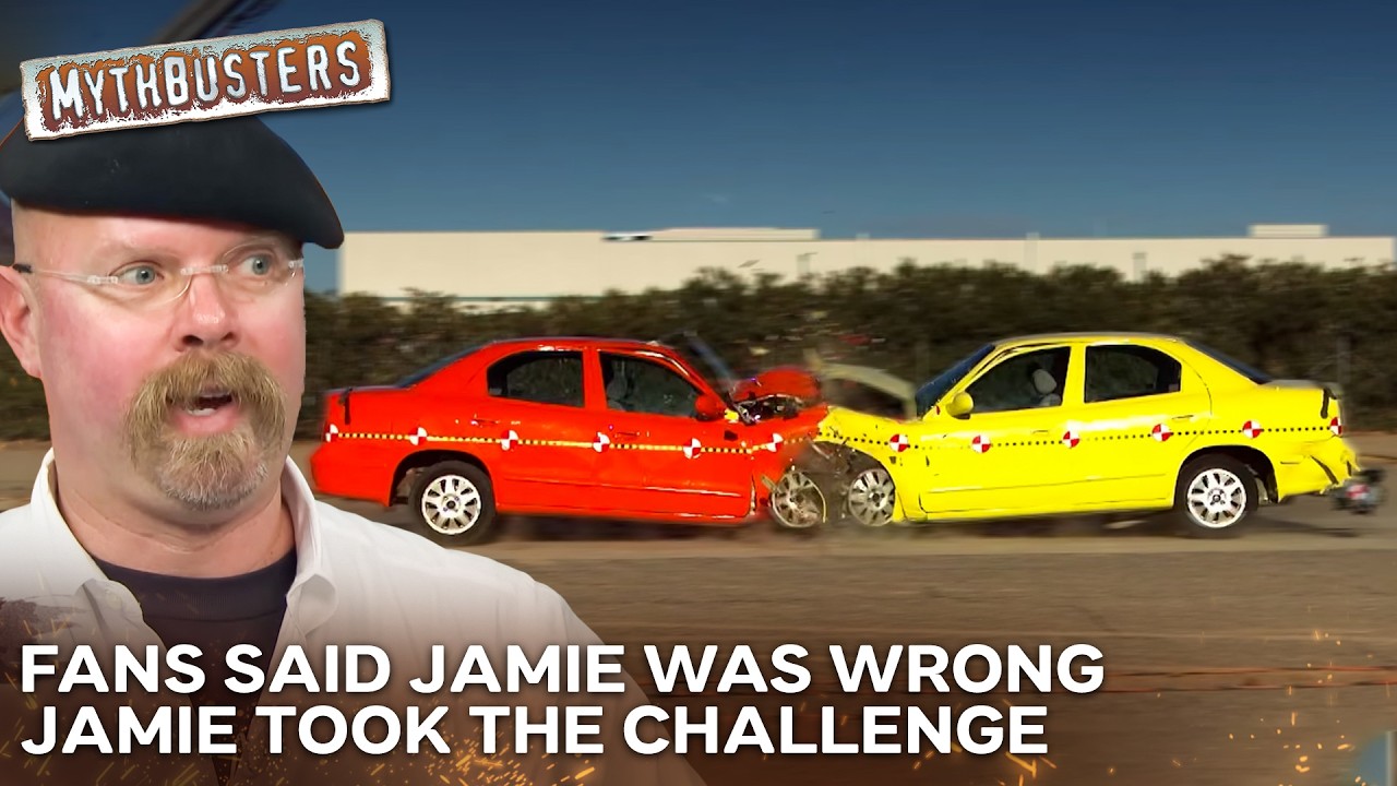Is A Head-On Collision The Same As Hitting A Wall At Twice The Speed? | MythBusters
