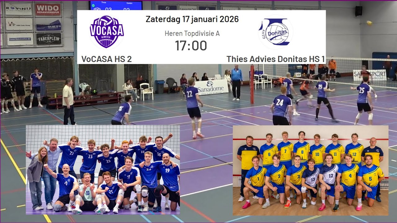 VoCASA H2 - Donitas H1 (17 jan 2026, 17.00u) Topdivisie Heren Volleybal
