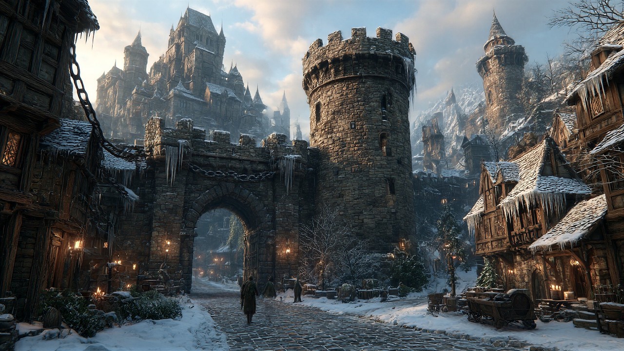 Icy Silence Over the Old Citadel | Medieval Music & Animated Ambience