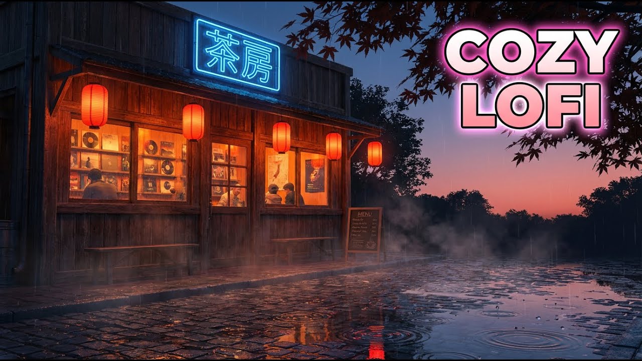 Rainy Evening at a Cozy Japanese Café 🌧️ Warm Lights & Lofi Ambience