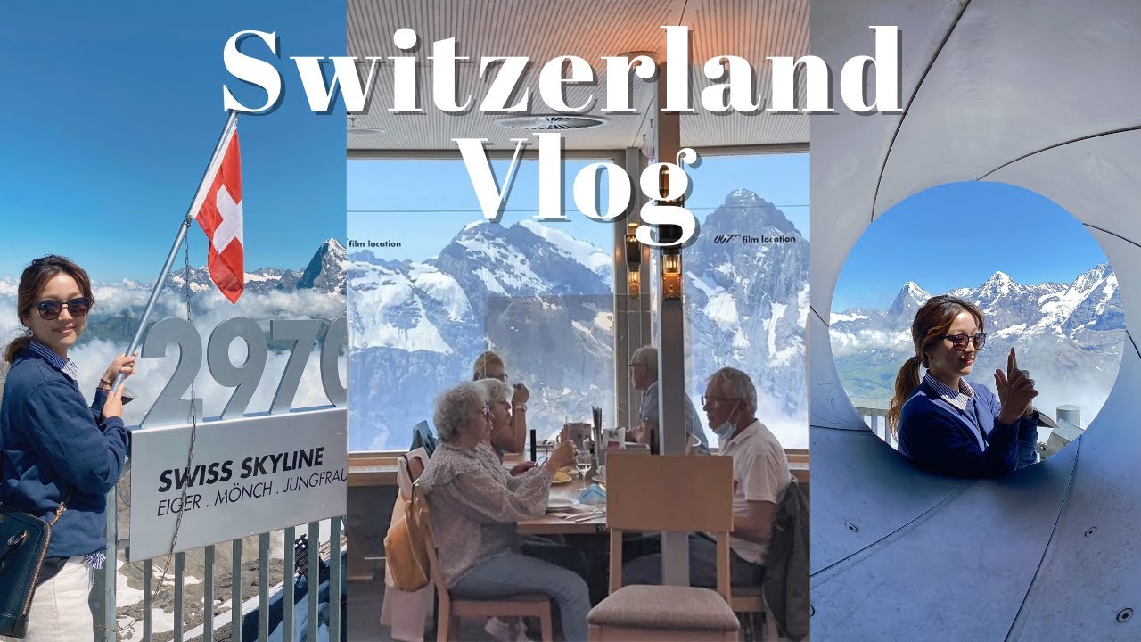 vlog 스위스 일상 브이로그🇨🇭007 촬영지 쉴트호른🏔제임스 본드 브런치🎩feat. 360º 파노라마 레스토랑 | 호숫가 선셋 저녁식사🌞| 오락가락 7월 스위스 날씨🌦