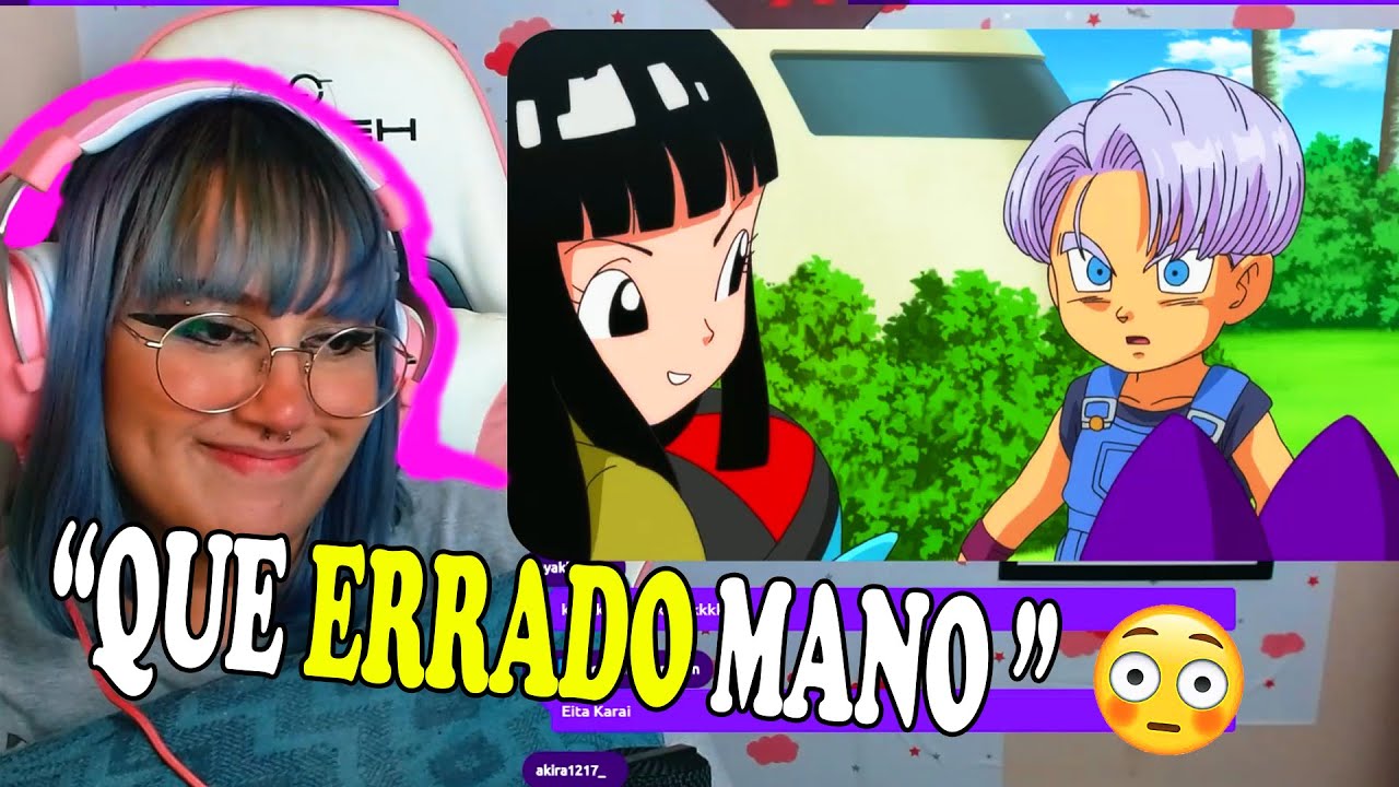 MAGNERA REAGINDO A TRUNKS CONHECEDO MAI .