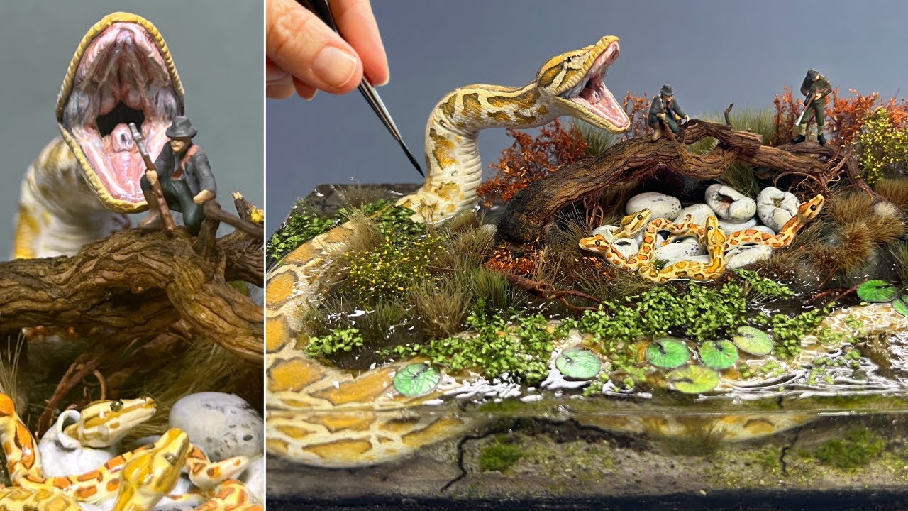 GIANT PYTHON SNAKE NEST discovered in Florida! Diorama, Resin, Polymer Clay