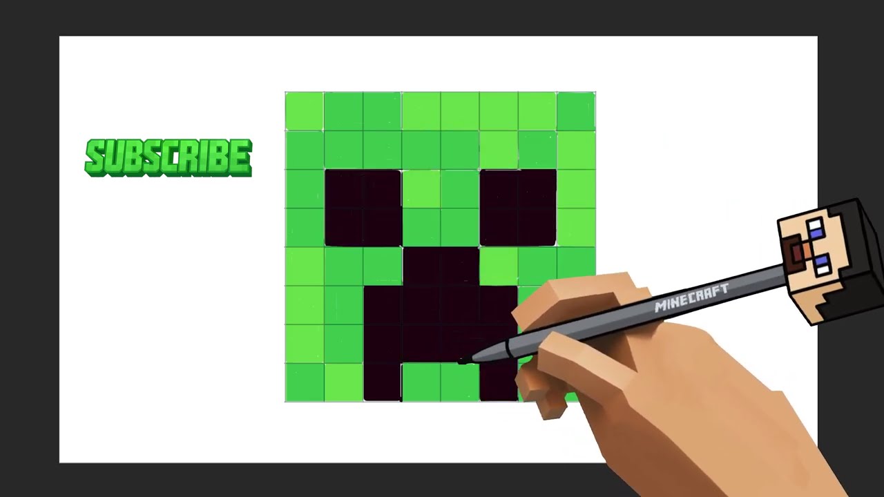 How to Draw MINECRAFT Creeper Face – Step by Step
