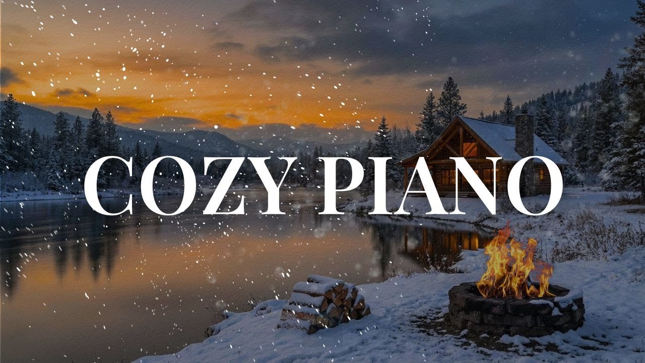 Calm Piano Music ❄️ Winter Forest Fireplace