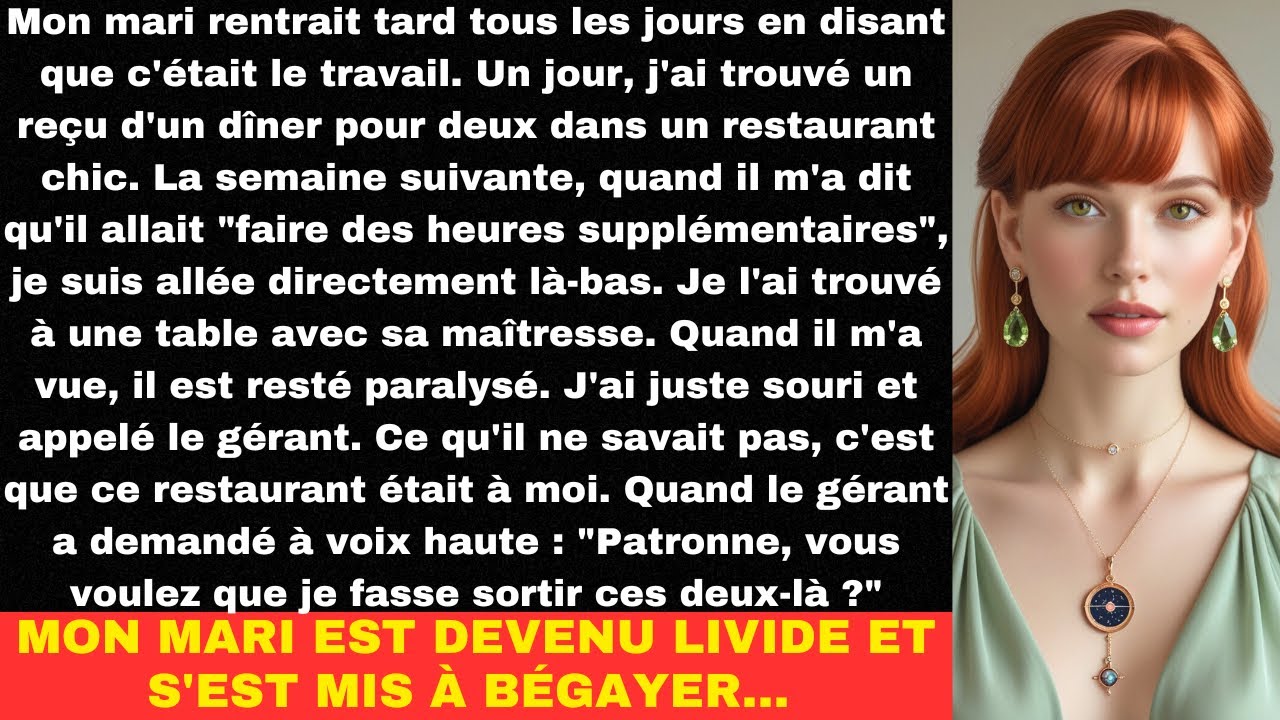 Mon mari rentrait tard tous les jours en disant que c'était le travail. Un jour, j'ai trouvé un...