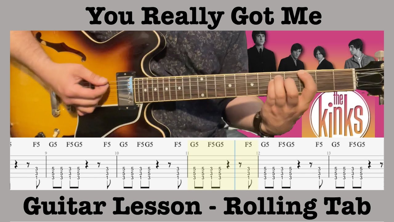 You Really Got Me - The Kinks - Guitar Lesson - Demonstration - Cover - Rolling Tab