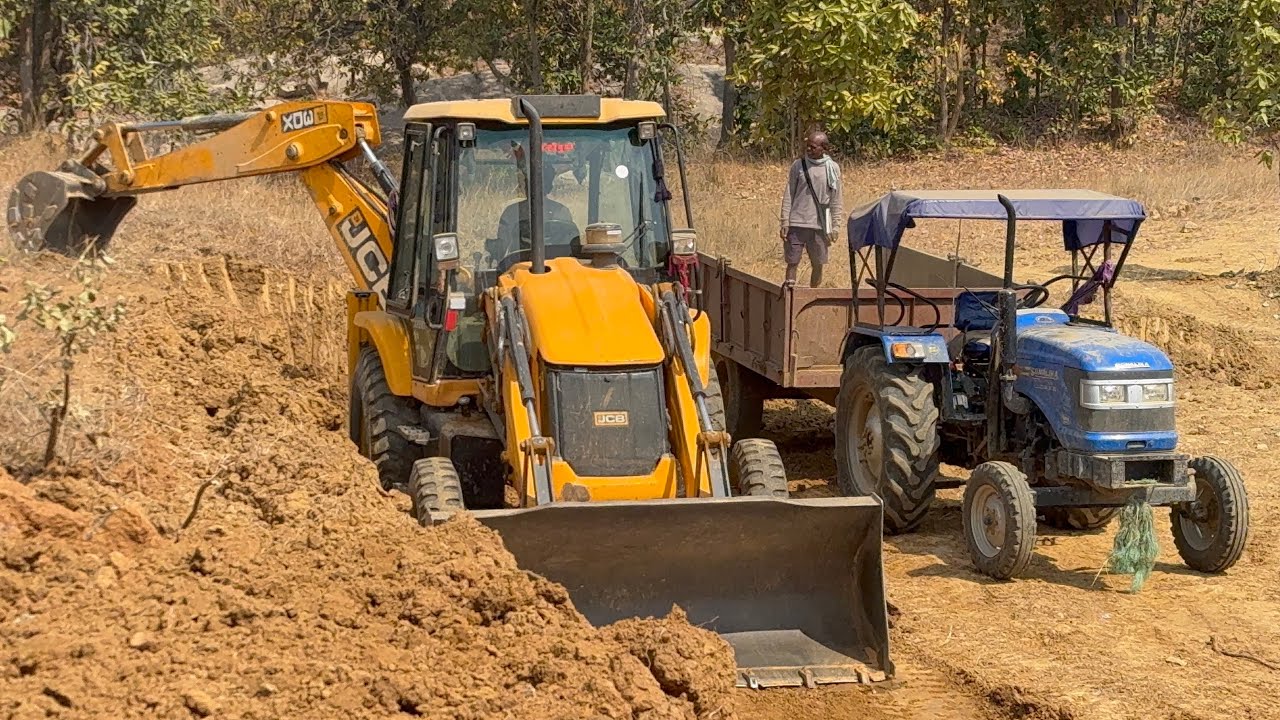 JCB Videos ll tractor Videos ll JCB Loading Mud Tractor Trolley Mud Sonalika Mahindra Tractors 