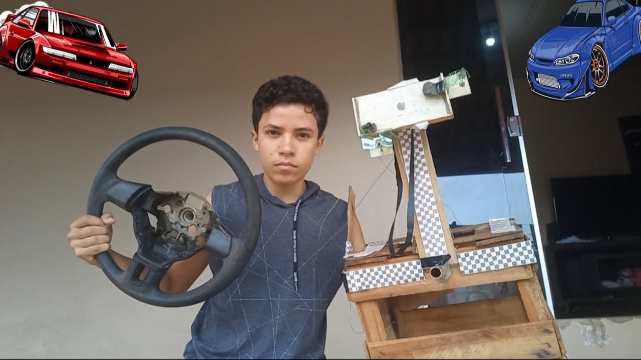 Coloquei um volante de carro real no meu simulador de drift