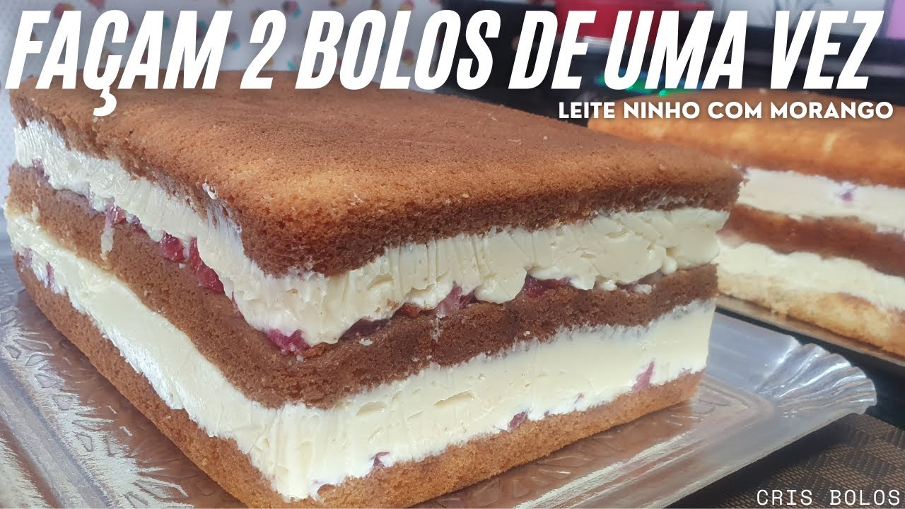 Recheio De Leite Ninho Com Morango Para Bolo Grande Façam 2 Bolos de Uma só Vez