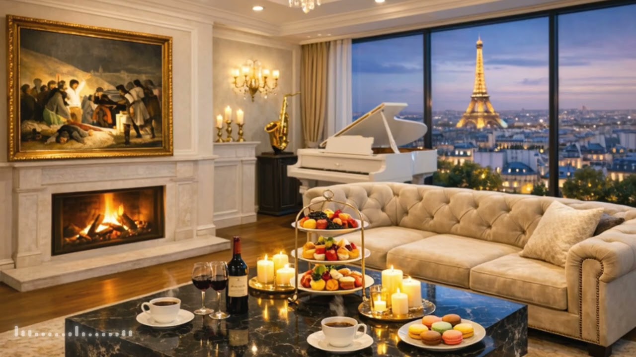 Relaxing Saxophone & Piano Jazz Background  ♥️ Paris Executive Lounge ☕