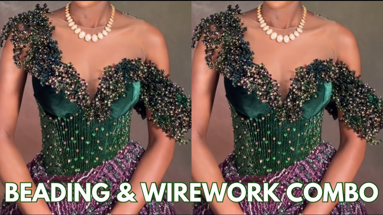 HOW TO BEAD & CREATE WIREWORK EMBELLISHMENT ON LUXURY DRESSES | Sequins, Cut beads & Crystal beads
