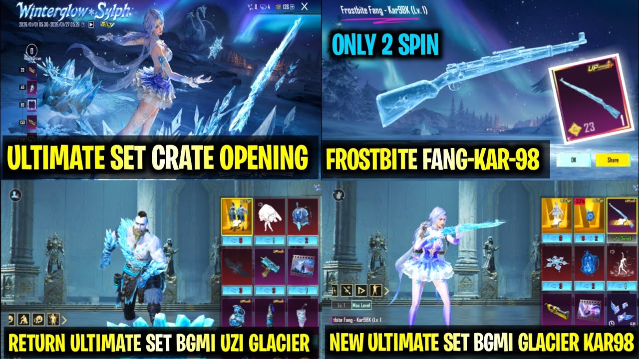 Finally😍Winterglow Sylph Ultimate Set Crate Opening |  Frostbite Fang Kar-98 Redeem | Glacier Kar98