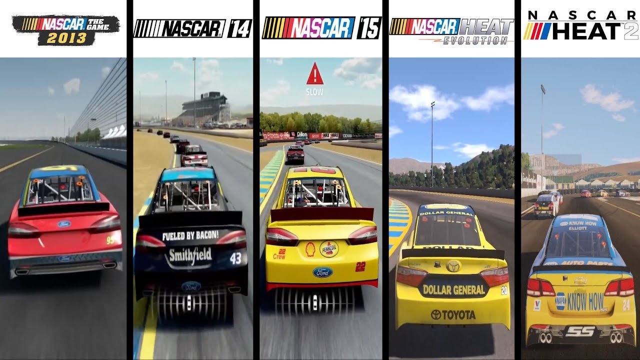 NASCAR The Game 2013 vs NASCAR '14 vs NASCAR '15 vs NASCAR Heat vs NASCAR Heat 2 - Comparison
