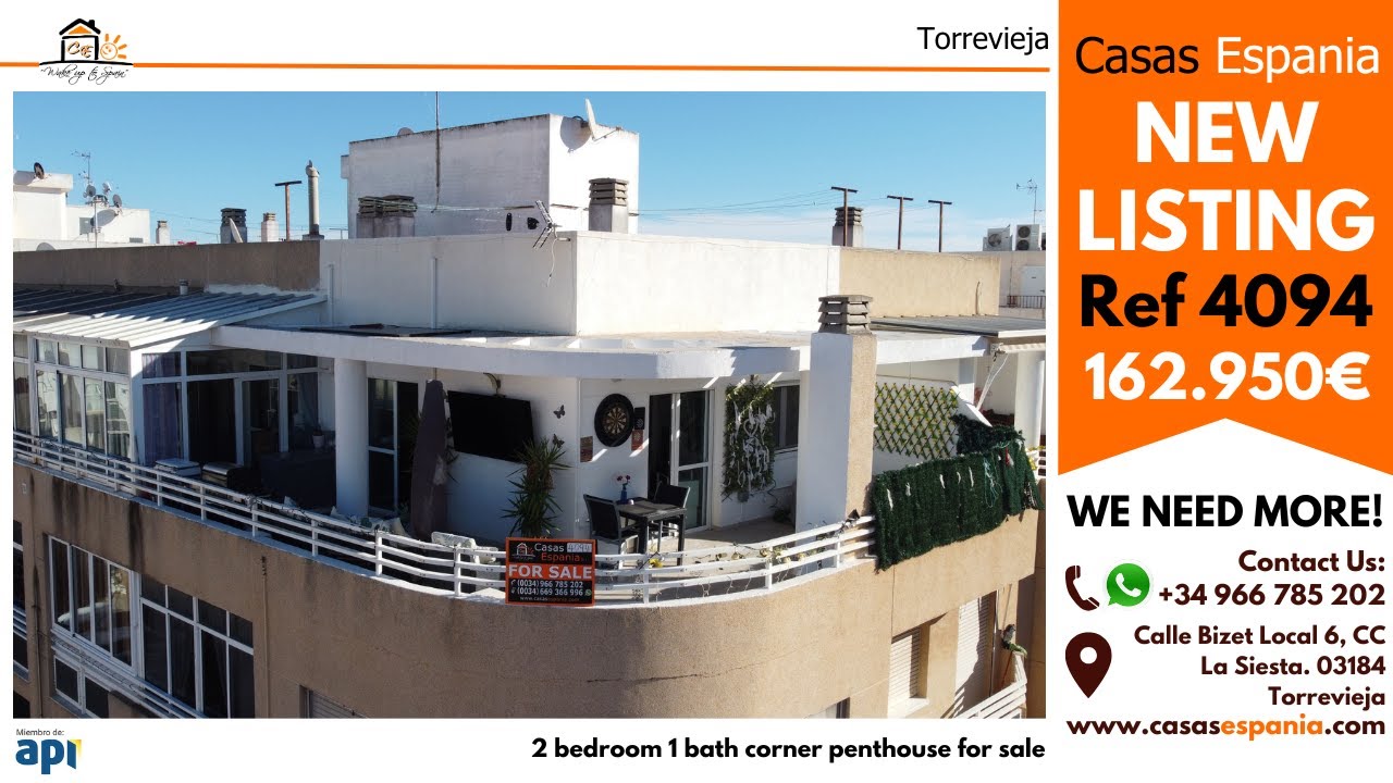 2 bedroom refurbished Corner penthouse for sale in Torrevieja Ref.4094 162.950€