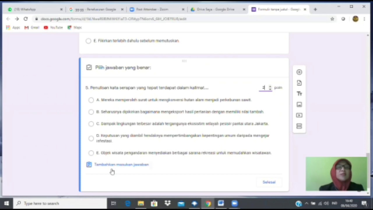 Cara Membuat Soal Online di Google Drive (Soal Pilihan Ganda)