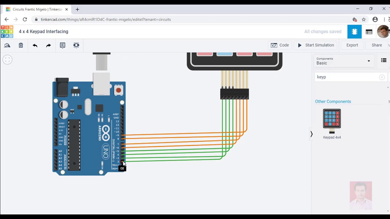 Keypad Interfacing In Tinkercad