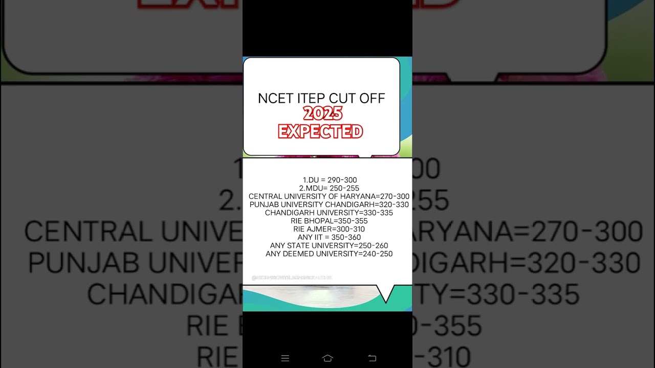NCET ITEP CUT OFF 2025 | NCET ITEP answer key update