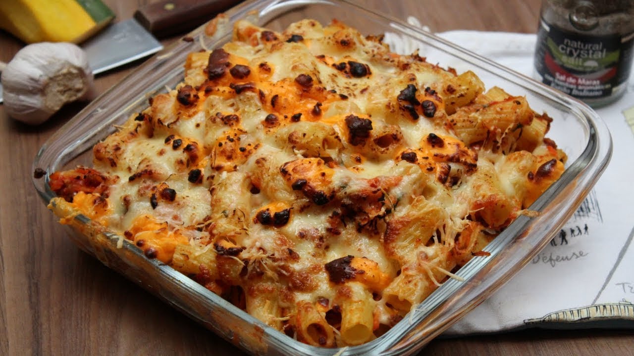 Pasta con queso gratinado