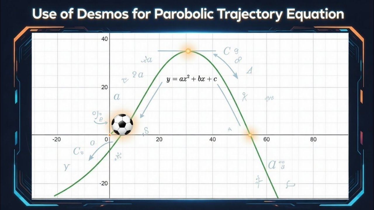Using desmos to create parabolic equation for football