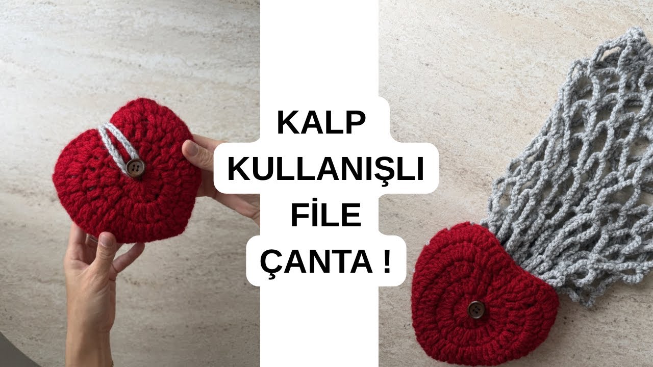 Мы вяжем ОЧЕНЬ ПРОСТУЮ И ПРАКТИЧНУЮ СЕТЧАТУЮ СУМКУ В ФОРМЕ СЕРДЦА 🧶 #вязаниекрючком