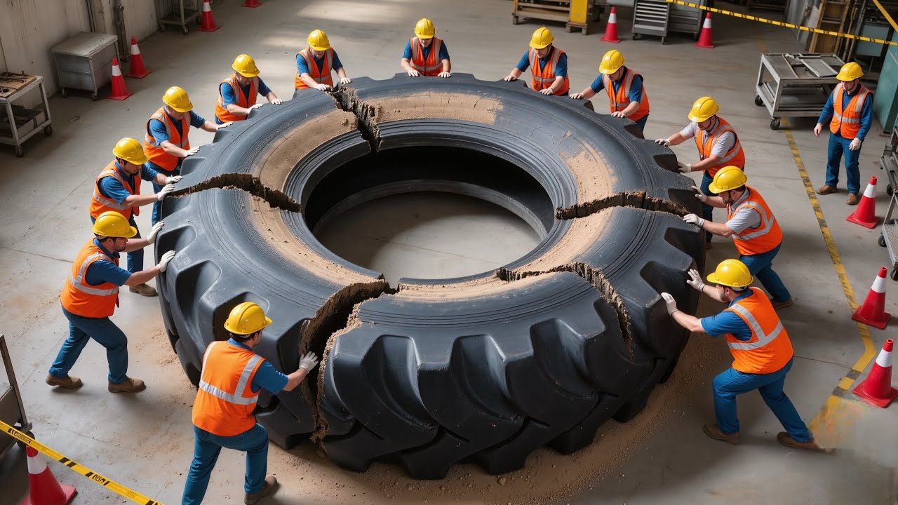 Impossible? This Severely Cut Caterpillar Tire Repaired & Reused Successfully | Restoration Process