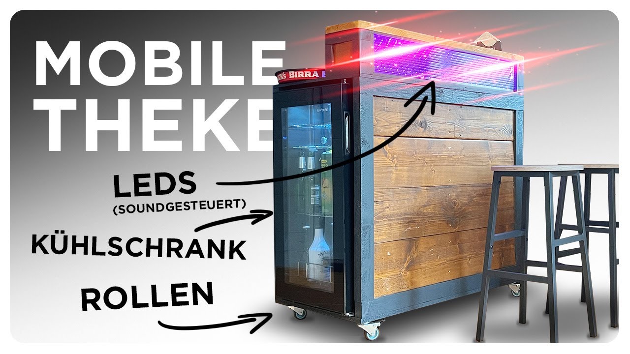 MOBILE THEKE mit Kühlschrank und musikgesteuerten LEDs