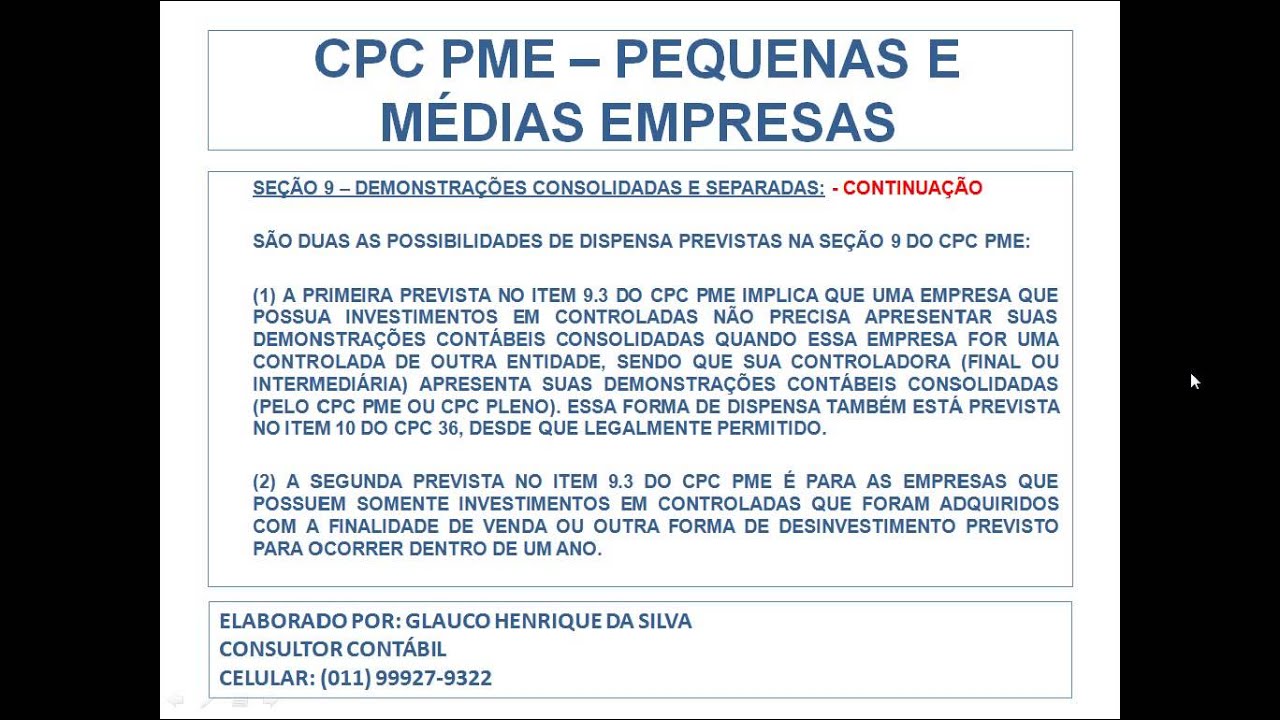 06.02.CPC PME - NORMAS CONTÁBEIS PME - SEÇÕES PROCEDIMENTO SIMPLIFICADO (Manual de Contabilidade)